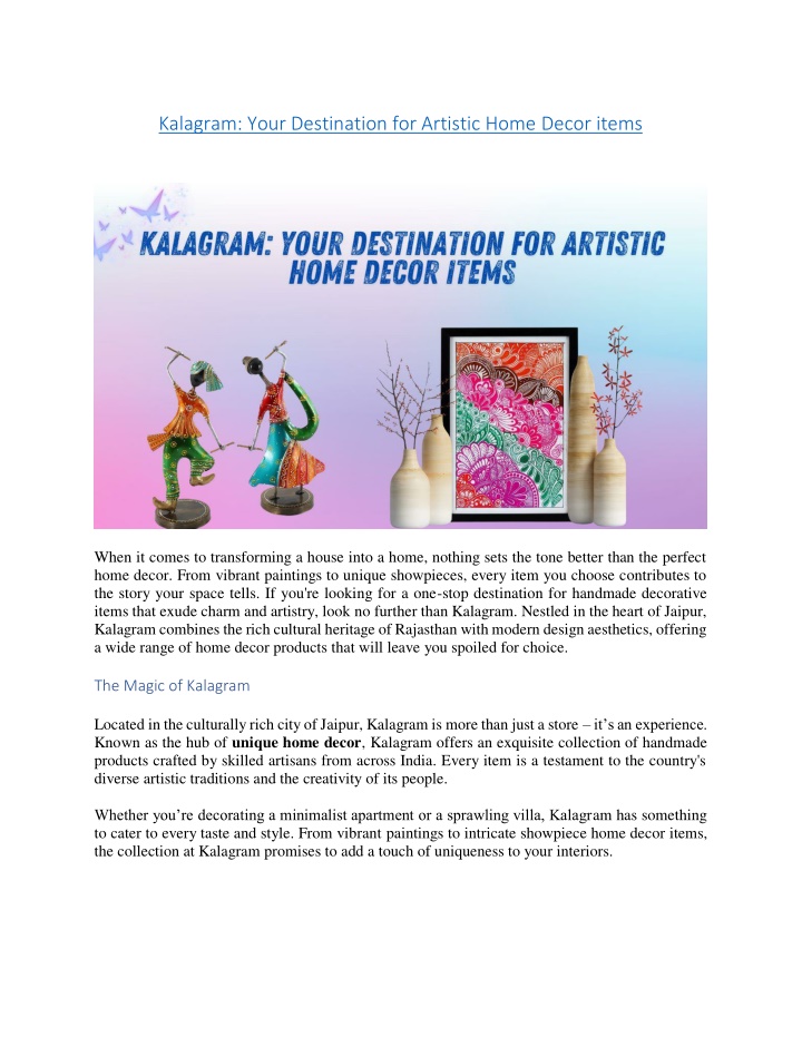 kalagram your destination for artistic home decor