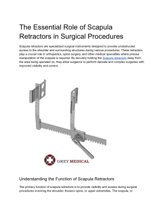 Scapula Retractors in Surgical Procedures