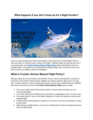 What happens if you don't show up for a flight frontier