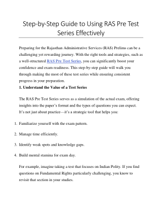 step by step guide to using ras pre test series