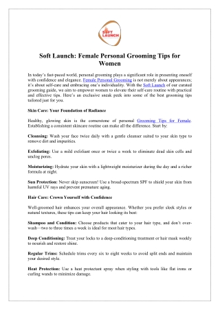 Grooming Tips for Female Success - Soft Launch Style Advice