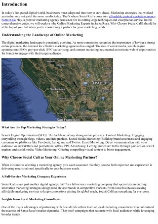 Online Marketing Experts in Santa Rosa: Why Choose Social Cali?