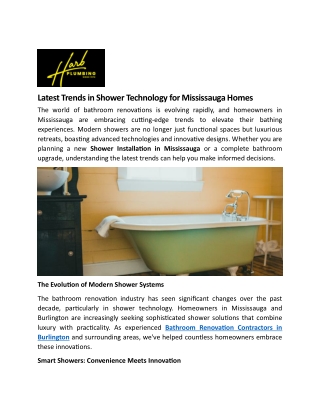 Latest Trends in Shower Technology for Mississauga Homes