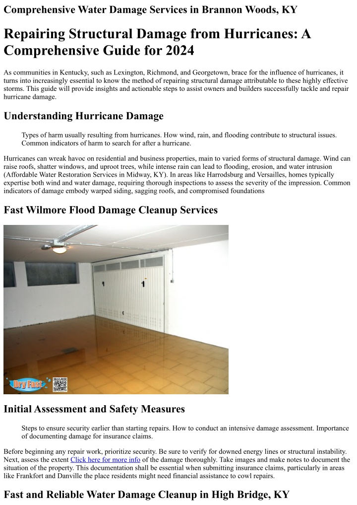 comprehensive water damage services in brannon