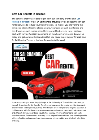 best car rentals in tirupati