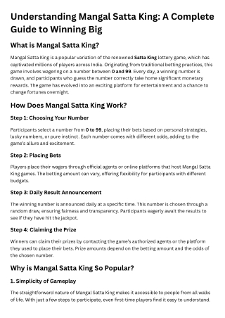 Understanding Mangal Satta King A Complete Guide to Winning Big