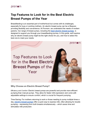 Top Features to Look for in the Best Electric Breast Pumps of the Year