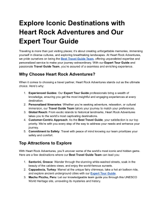 Explore Iconic Destinations with Heart Rock Adventures and Our Expert Tour Guide