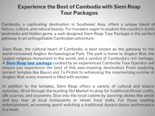 Experience the Best of Cambodia with Siem Reap Tour Packages