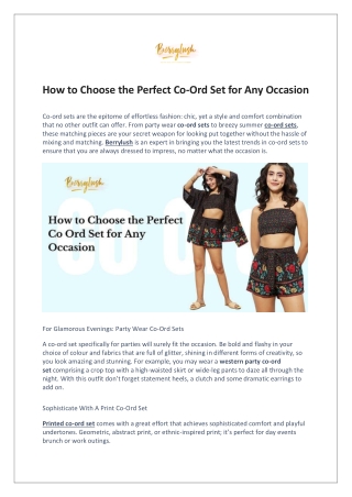 How to Choose the Perfect Co-Ord Set for Any Occasion