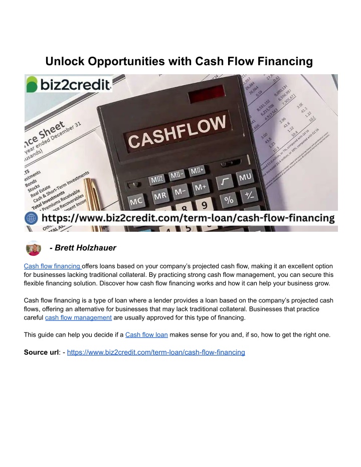 unlock opportunities with cash flow financing