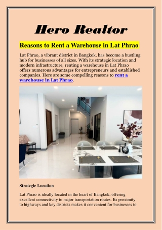 Reasons to Rent a Warehouse in Lat Phrao