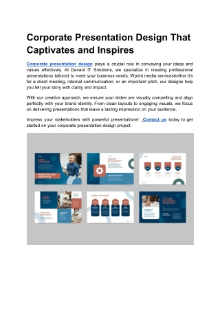 Corporate Presentation Design That Captivates and Inspires