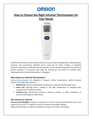 How to Choose the Right Infrared Thermometer for Your Needs