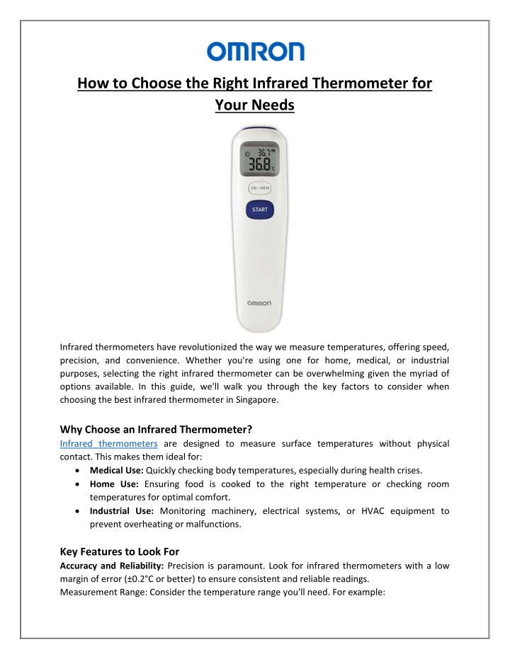 how to choose the right infrared thermometer