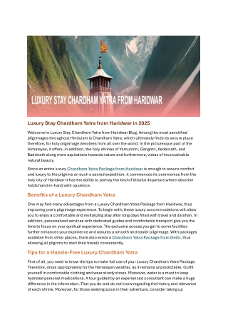 Luxury Stay Chardham Yatra from Haridwar in 2025