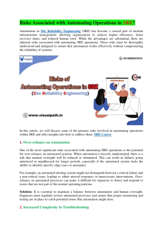 risks associated with automating operations in sre