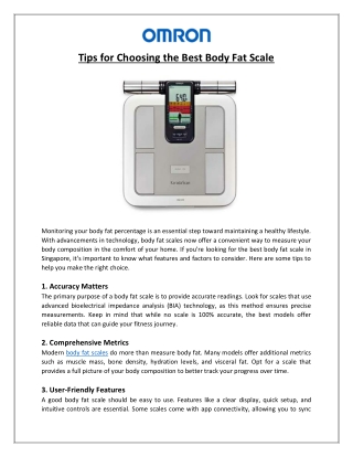 Tips for Choosing the Best Body Fat Scale