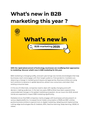 What’s new in B2B marketing this year
