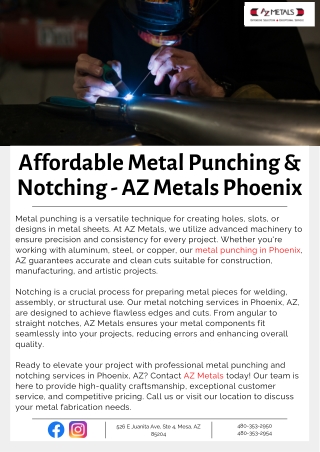Affordable Metal Punching & Notching - AZ Metals Phoenix
