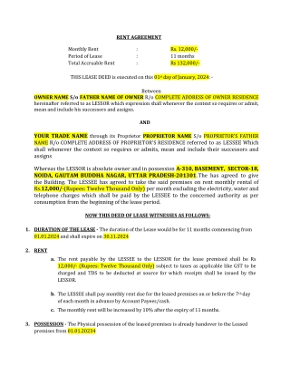 rent agreement