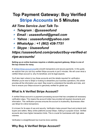 top payment gateway buy verified stripe accounts