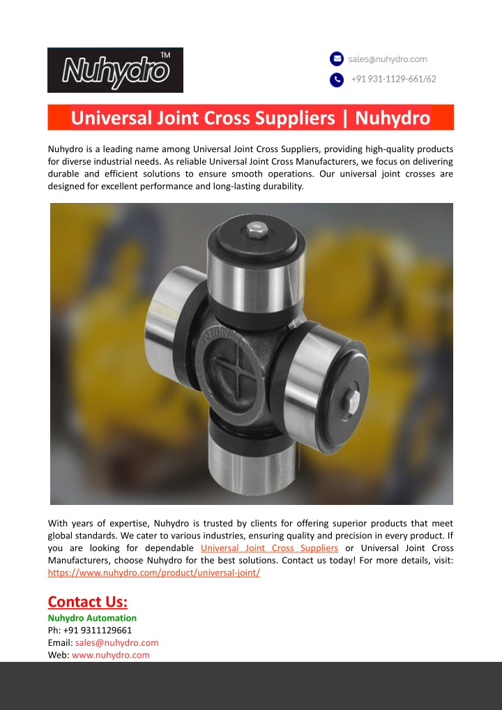 universal joint cross suppliers nuhydro