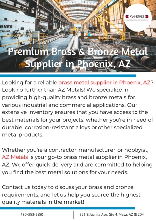 Premium Brass & Bronze Metal Supplier in Phoenix, AZ