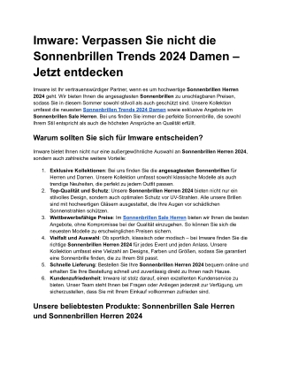 Imware_ Verpassen Sie nicht die Sonnenbrillen Trends 2024 Damen – Jetzt entdecken