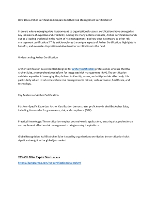 how does archer certification compare to other