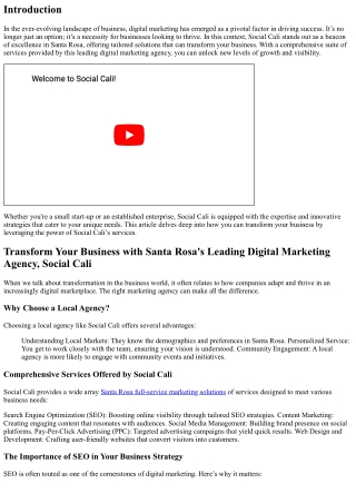“Transform Your Business with Santa Rosa's Leading Digital Marketing Agency, Soc