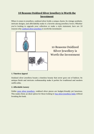 10 Reasons Oxidized Silver Jewellery is Worth the Investment