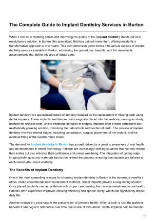 The Complete Guide to Implant Dentistry Services in Burton
