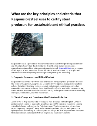 what are the key principles and criteria that