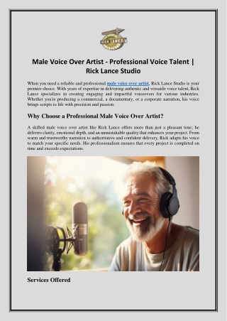 Male Voice Over Artist - Professional Voice Talent - Rick Lance Studio