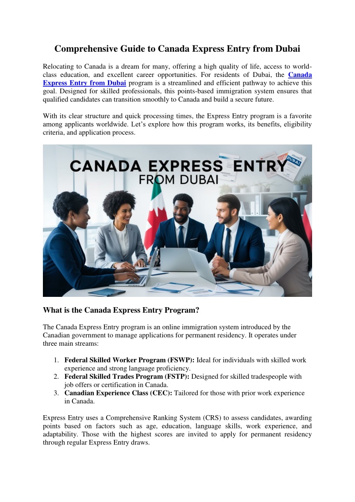 PPT - Comprehensive Guide to Canada Express Entry from Dubai PowerPoint ...