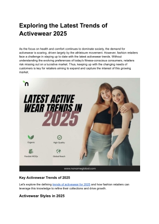 Exploring the Latest Trends of Activewear 2025