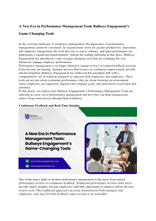 A New Era in Performance Management Tools Bullseye Engagement’s Game-Changing Tools