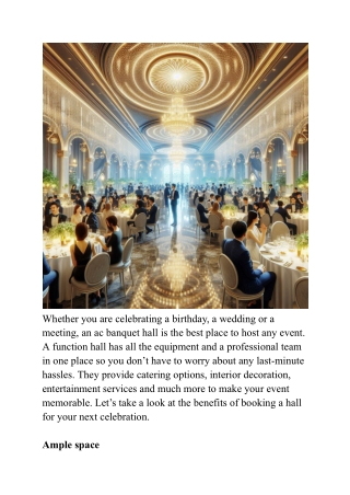 Enjoy the Perks of an AC Banquet Hall for Your Special Occasion