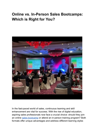 online vs in person sales bootcamps which