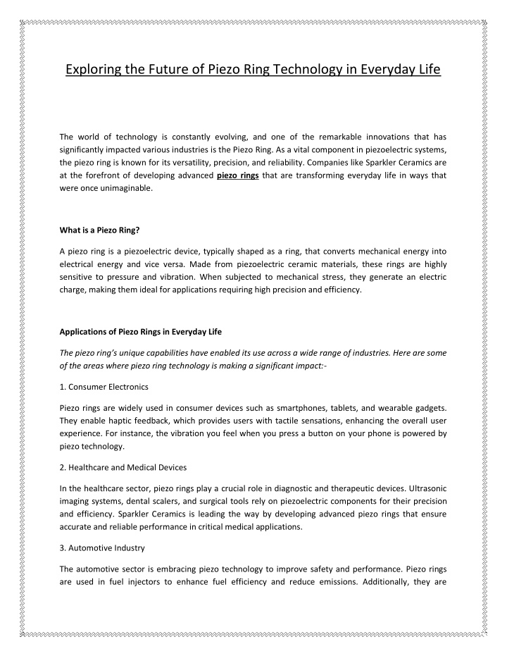 exploring the future of piezo ring technology