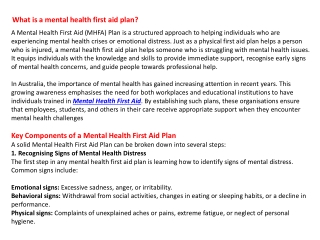 What is a mental health first aid plan