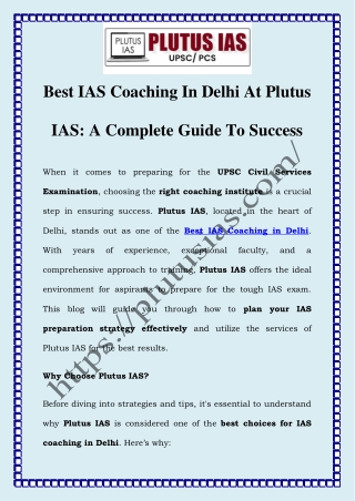 Best IAS Coaching in Delhi at Plutus IAS | Achieve Your IAS Dream