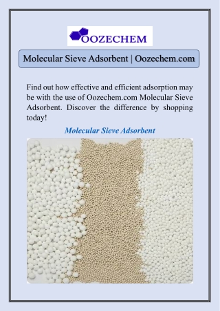 Molecular Sieve Adsorbent | Oozechem.com