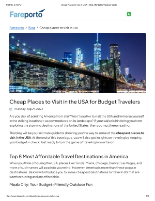 Cheap Places to Visit in the USA for Budget Travelers