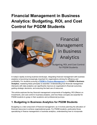 Financial Management in Business Analytics_ Budgeting, ROI, and Cost Control for PGDM Students