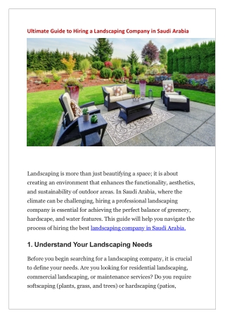 Ultimate Guide to Hiring a Landscaping Company in Saudi Arabia