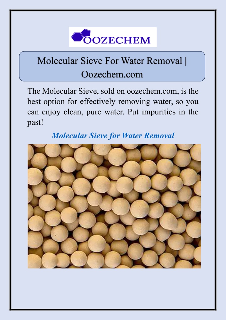 molecular sieve for water removal oozechem com