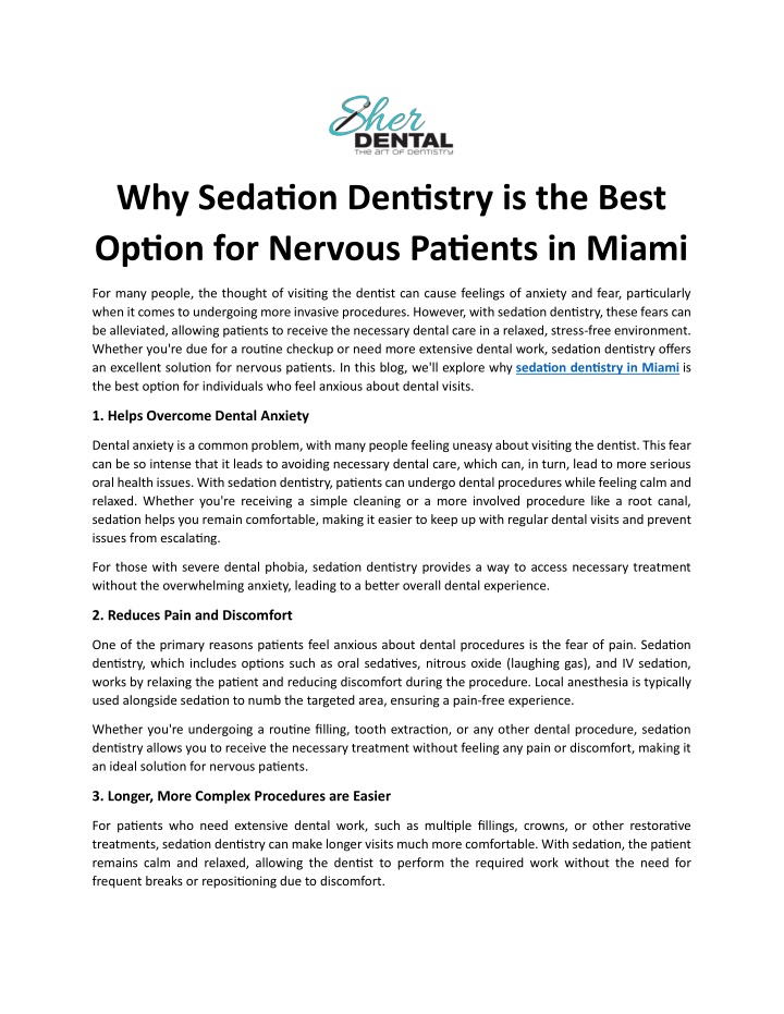 why sedation dentistry is the best option