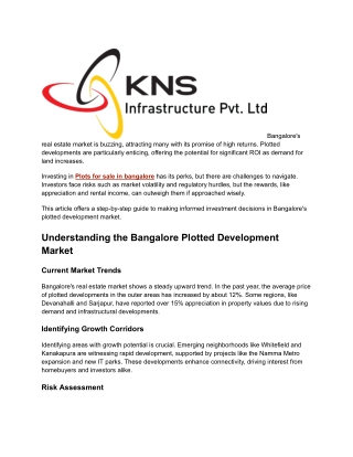 Plotted Developments in Bangalore